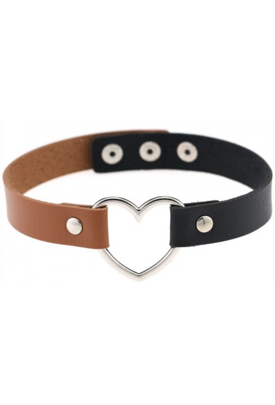 Ras de cou Bicolor Heart Noir-Marron 