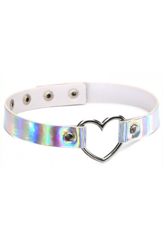 Ras de cou Heart Laser Blanc argenté 