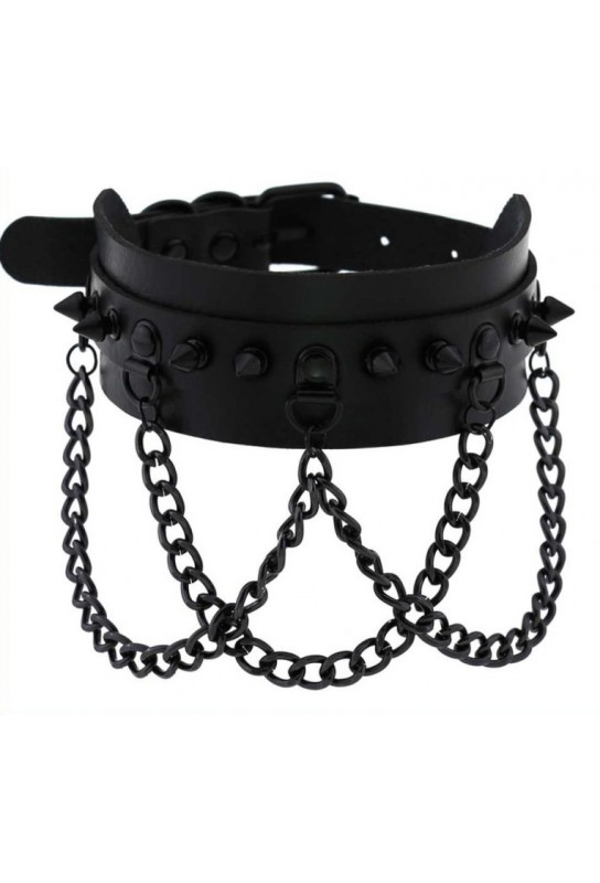 Collier à pointes Piky Noir 