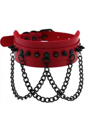Collier à pointes Piky Rouge-Noir 