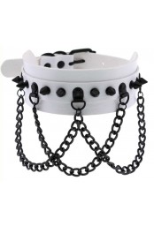 Collier à pointes Piky Blanc-Noir