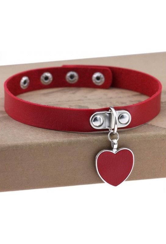 Ras de cou Punk Heart Rouge 