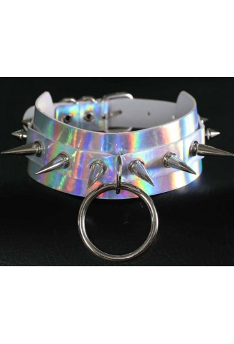 Collier à pointes Strobo Laser Argenté 