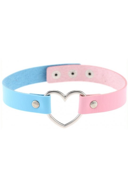 Ras de cou HEART DUO Bleu-Rose 