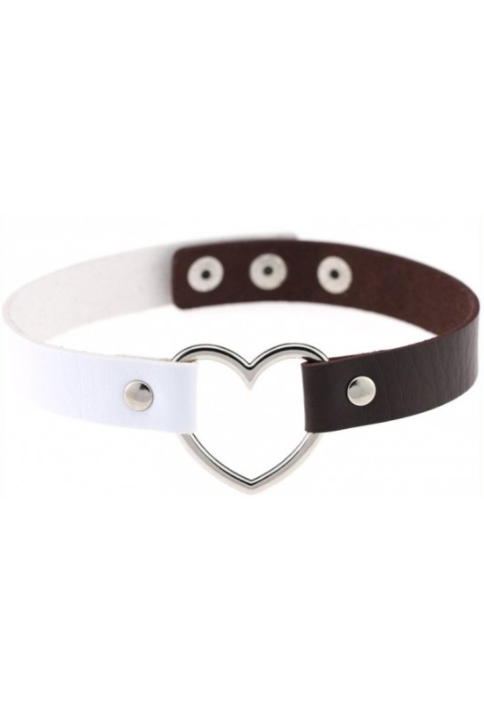 Ras de cou HEART DUO Blanc-Marron 