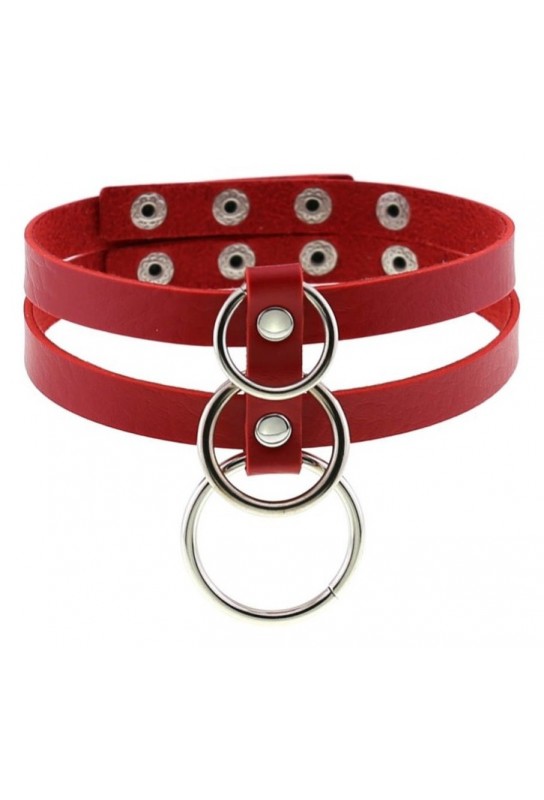 Ras de cou Tri Rings Rouge 