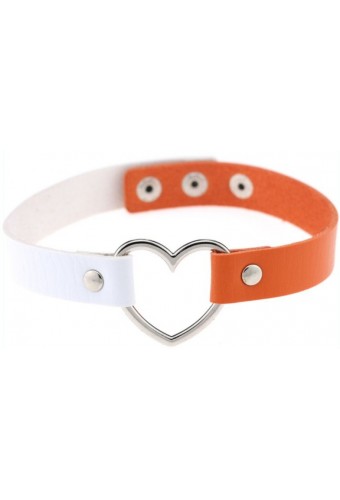 Ras de cou Heart Duo Blanc-Orange 