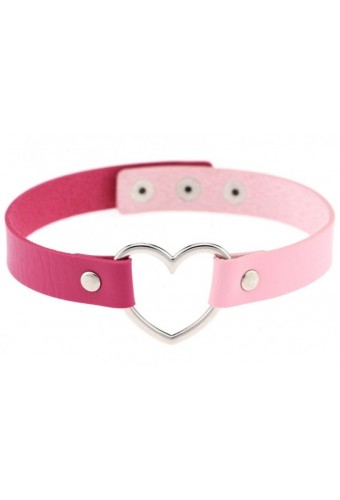 Ras de cou Heart Duo Rose-Fuchsia 