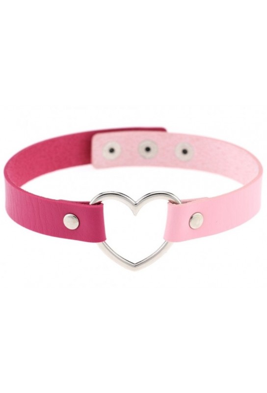 Ras de cou Heart Duo Rose-Fuchsia 