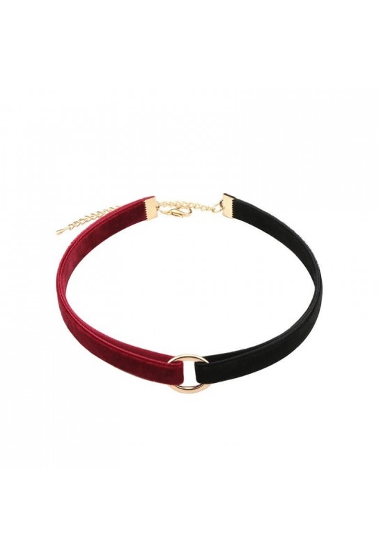 Ras de cou VELVET DUO Noir-Rouge 