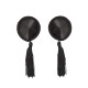 Cache-Tétons Satin avec Pompon Nipple Couture Noir 