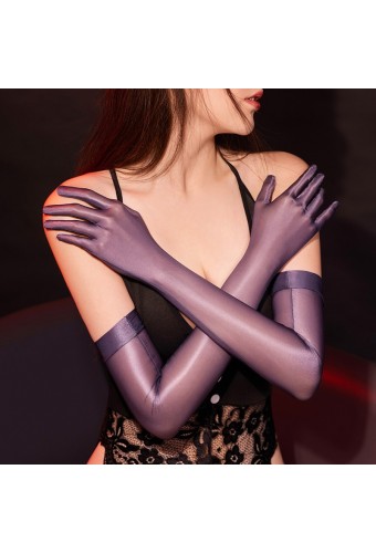Gants Longs Transparents Glossy Smooth Violet 