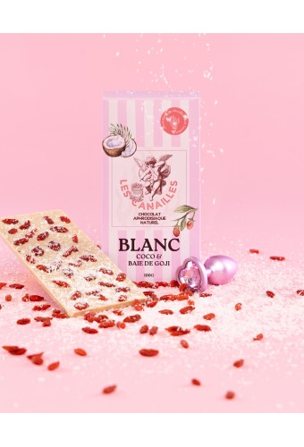 Tablette de Chocolat Aphrodisiaque Blanc Coco & Baie de Giji 100g 