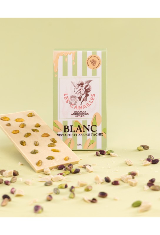 Tablette de Chocolat Aphrodisiaque Blanc Pistache 100g 
