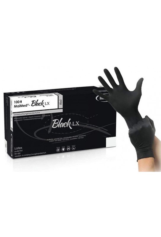 Gants en Latex non poudrés BLACK LX Noir x100 