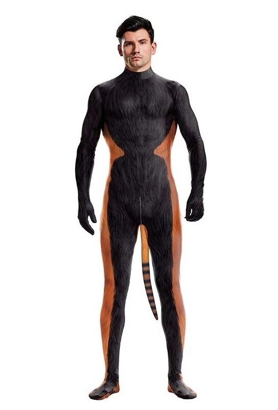 Combinaison Cosplay Panda Roux Raccoon Noir-Orange 