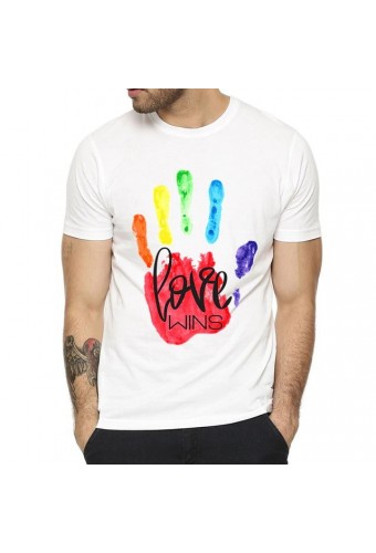 T-shirt blanc avec main Rainbow 