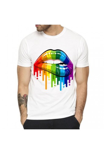 T-shirt Rainbow Lips Blanc 
