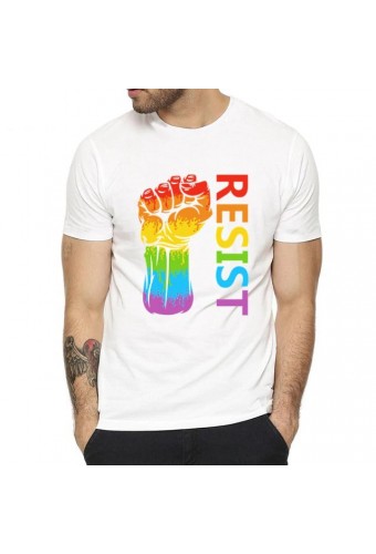 T-shirt Resist Rainbow Blanc 