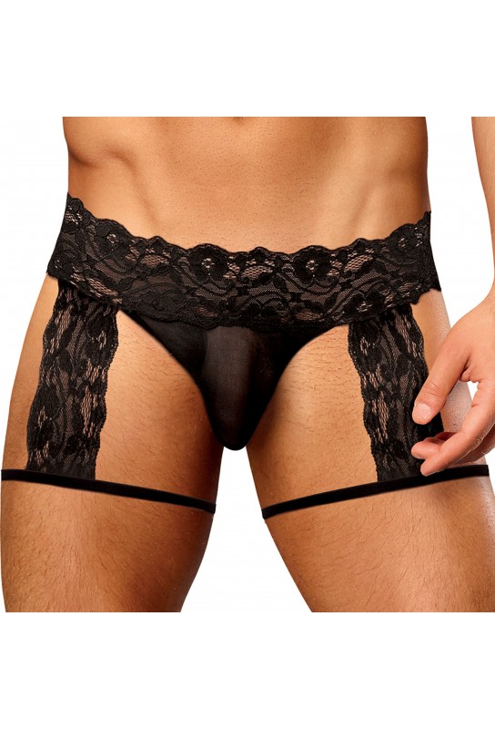 G-string Garter Scandal Lace Noir 