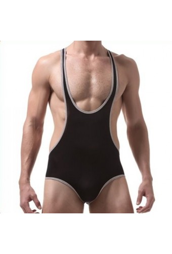 Body Singlet Fin Noir-Blanc 