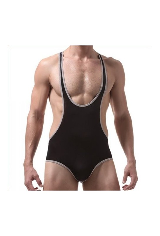 Body Singlet Fin Noir-Blanc 