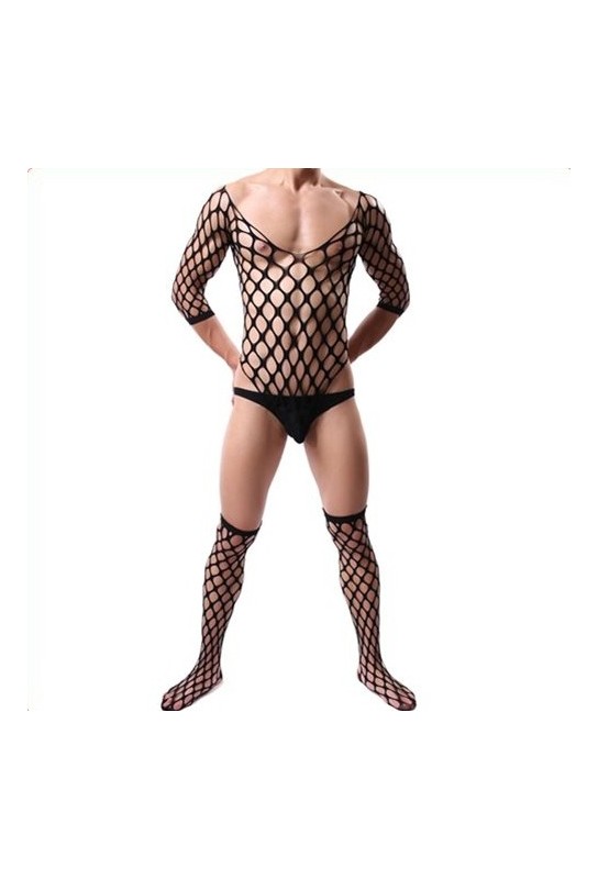 Combi Filet avec Chaussettes Noir 