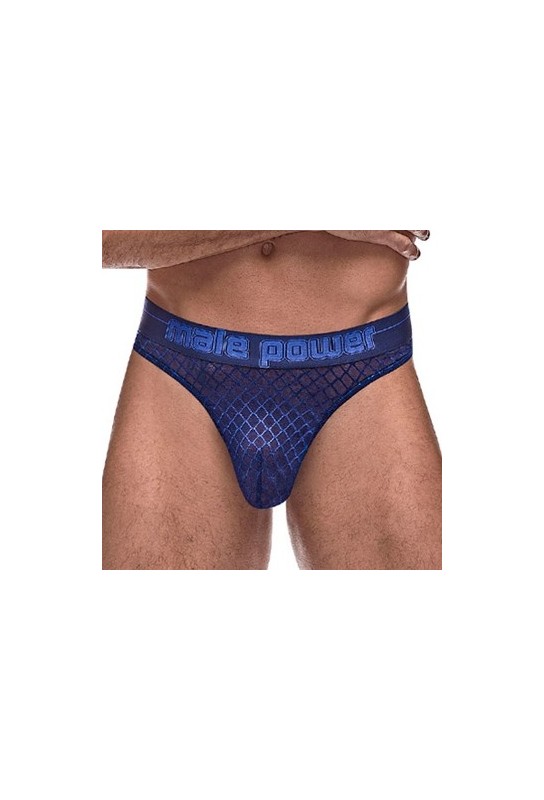Thong DIAMOND MESH Bleu 