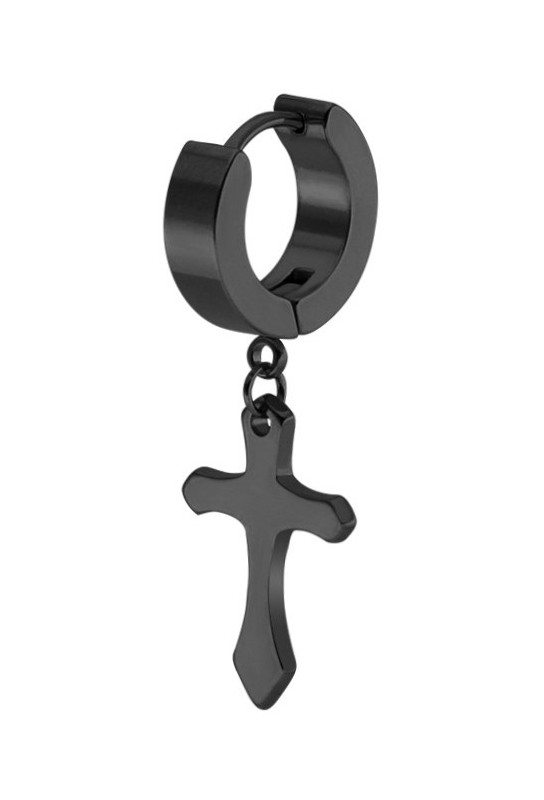Boucle d'oreille CROSS Noire 