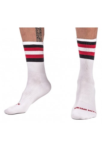 Chaussettes HALF SOCKS Stripes Blanc Noir Rouge 