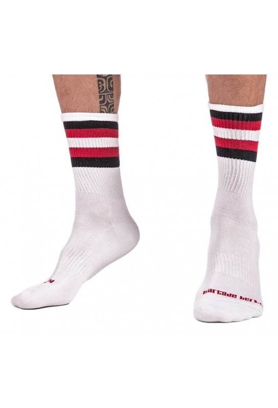 Chaussettes HALF SOCKS Stripes Blanc Noir Rouge 