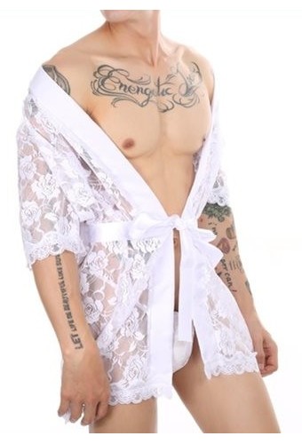 Peignoir court Dentelle Night Lace Blanc 