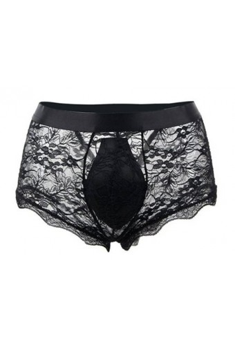 Boxer ouvert en dentelle Lacien Noire 