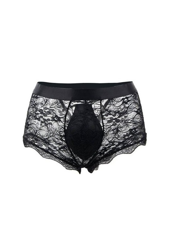 Boxer ouvert en dentelle Lacien Noire 