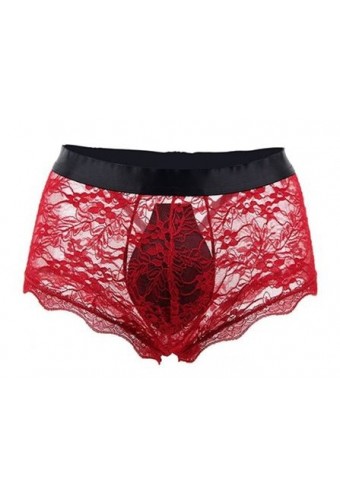 Boxer ouvert en dentelle Lacien Rouge 