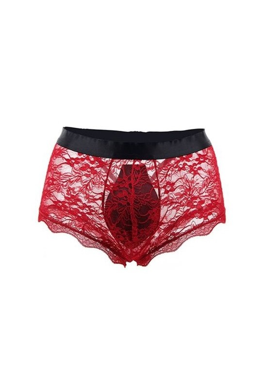 Boxer ouvert en dentelle Lacien Rouge 
