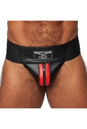 Jockstrap en cuir Mister B Noir-Rouge 