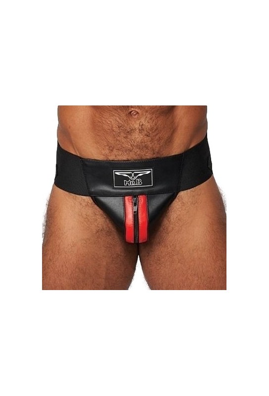 Jockstrap en cuir Mister B Noir-Rouge 