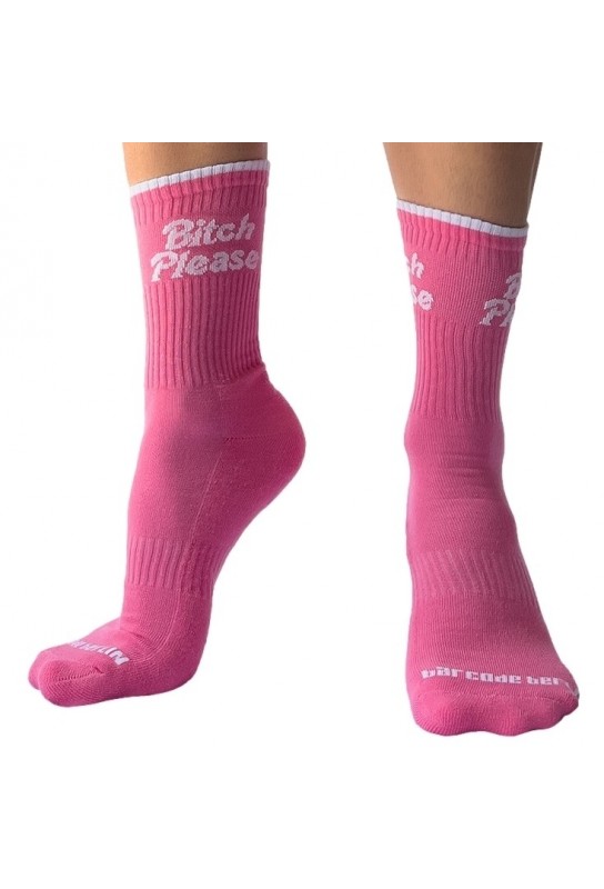 Chaussettes roses Bitch Please Barcode 