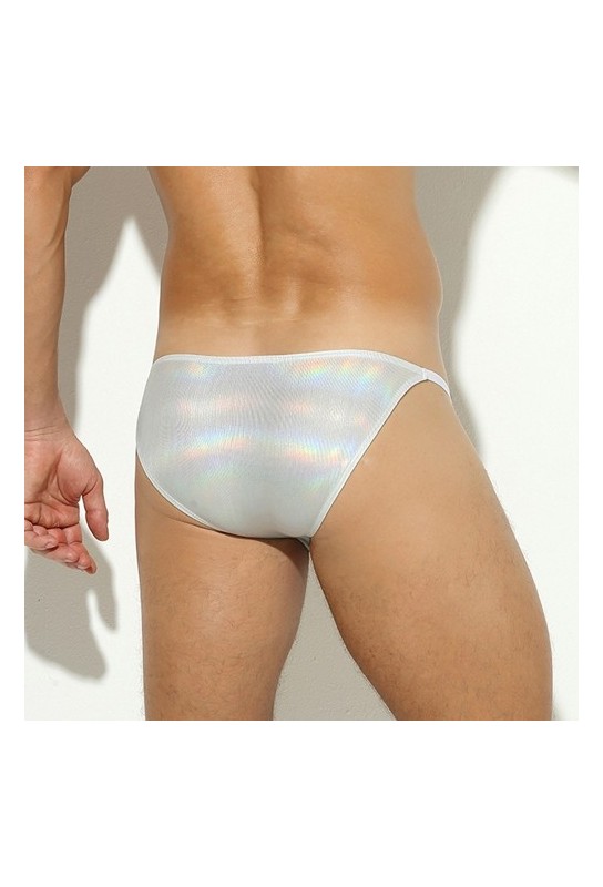 Slip sexy Shiny Line Argenté 