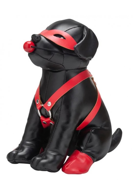 Chien en Simili Bandit 24cm Noir 