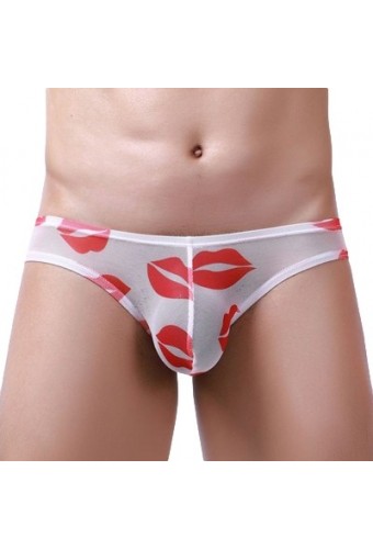 Slip sexy Kiss Lips Blanc 