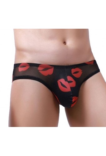 Slip sexy Kiss Lips Noir 