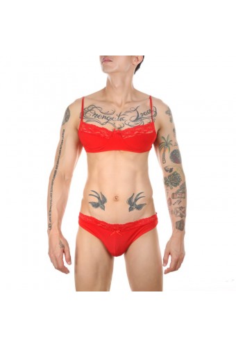 Ensemble Slip et Bra Tarmina Rouge 