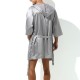 Peignoir effet satiné Long Slit Gris 