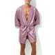 Peignoir effet satiné Long Slit Rose 