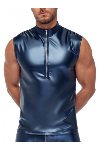 Débardeur avec zip Top Andio Bleu métallisé 