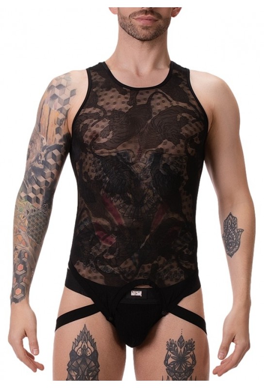 Body homme en dentelle ENVER Noir 