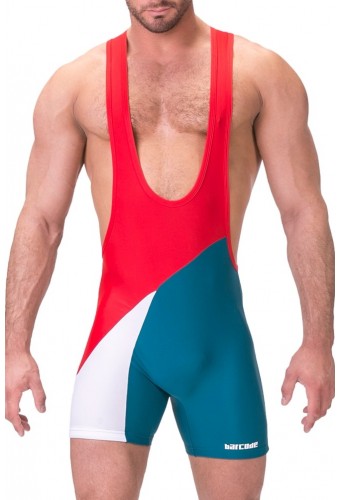 Body Singlet Luckenwalde Rouge-Bleu pétrole 