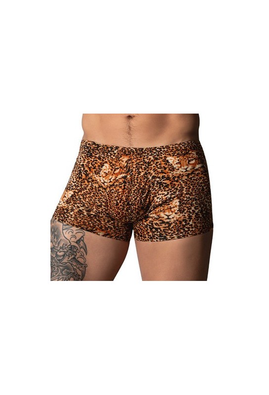 Boxer léopard Ring & Short Marron 